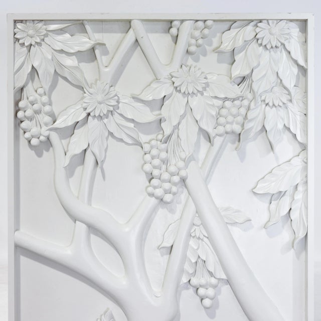 Pair of Modern White Relief Wall Panels With Bird and Grape Motifs For Sale - Image 9 of 16