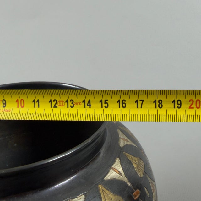 Oriental Vase with Engraved Brass and Gilded Silver For Sale - Image 9 of 11