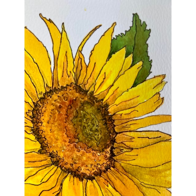 One professional Giclee print of my original Watercolor painting of a sunflower growing on my flower farm. Approximately 9...