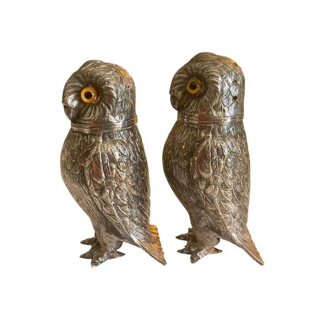 Silver Silver-Plated Metal Salt Shakers by Armand Frénais, Set of 2 For Sale - Image 8 of 13