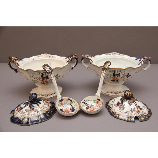Ceramic Sauce Tureens with Ladles from Mason's Ironstone, 1840, Set of 2 For Sale - Image 7 of 11