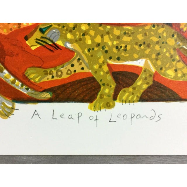 Mid Century Modern Unframed Leap of Leopards Judith Bledsoe Signed Lithograph For Sale - Image 4 of 5