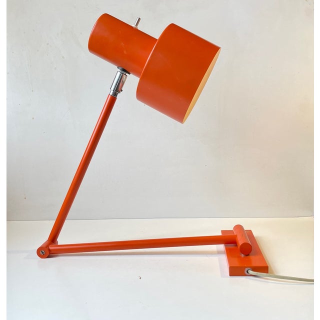 1970s Jo Hammerborg Orange Scale Swing Arm Wall Lamp for Fog & Mørup, 1970s For Sale - Image 5 of 14