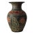 Vintage Hand-Painted Folk Art Ceramic Vessel With Lid — Charcoal & Rust, Circa Mid-20th Century For Sale