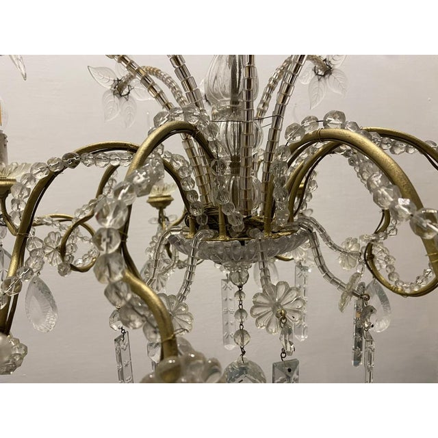 Crystal Beaded Murano Flower Chandelier, 1940s For Sale - Image 3 of 16