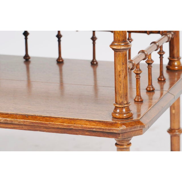Wood Late 20th Century Judson Rothschild Aesthetic Movement Faux Bamboo Console Table With Leather Inset Top for the Rothschild Collection For Sale - Image 7 of 10