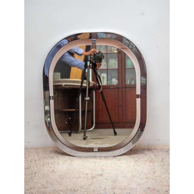 Mid-Century Modern Wall Mirror attributed to Belgo Chrome, Belgium, 1970 For Sale - Image 3 of 9