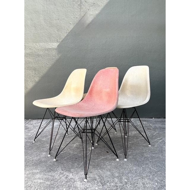 Eames Vintage Eames “Eiffel Tower” Fiberglass Chairs - Set of 4 For Sale - Image 4 of 12