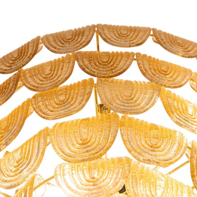 Art Deco Golden Lobe Pendant Lamp, 1960s For Sale - Image 4 of 8