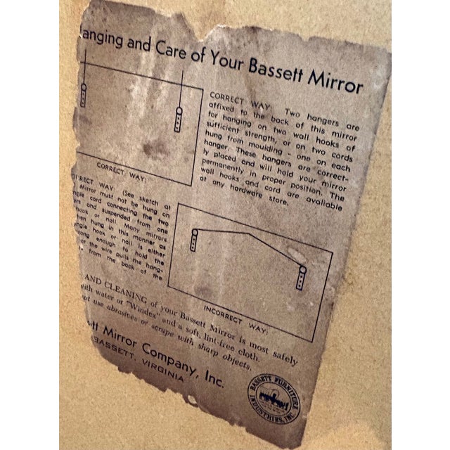 Bassett Bassett 1950s Ivory/Gold Stenciled Vertical Wall Mirror For Sale - Image 4 of 4