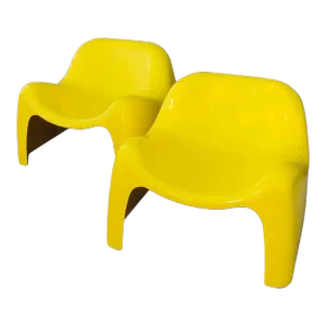 1960s Set of 2 Yellow Fiberglass Toga Lounge Chairs Mid Century Modern Seating