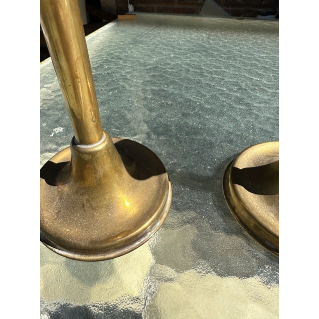1970s Pair of Short Brass Candle Holders For Sale In Atlanta - Image 6 of 6