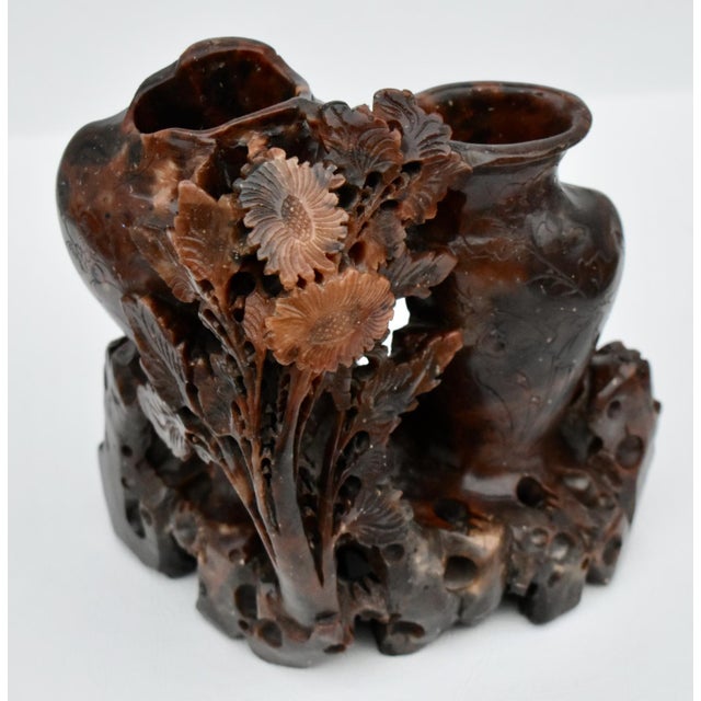 1920s Vintage Carved Ornate Soapstone Scultpure For Sale - Image 5 of 13
