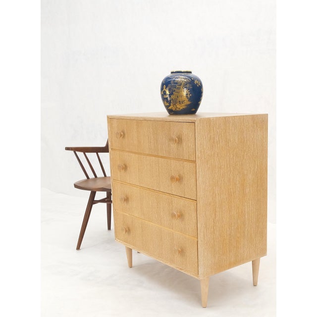 Cerused Oak 4 Drawers Compact Dresser Bachelor Chest Cabinet Mid-Century Modern For Sale - Image 4 of 12
