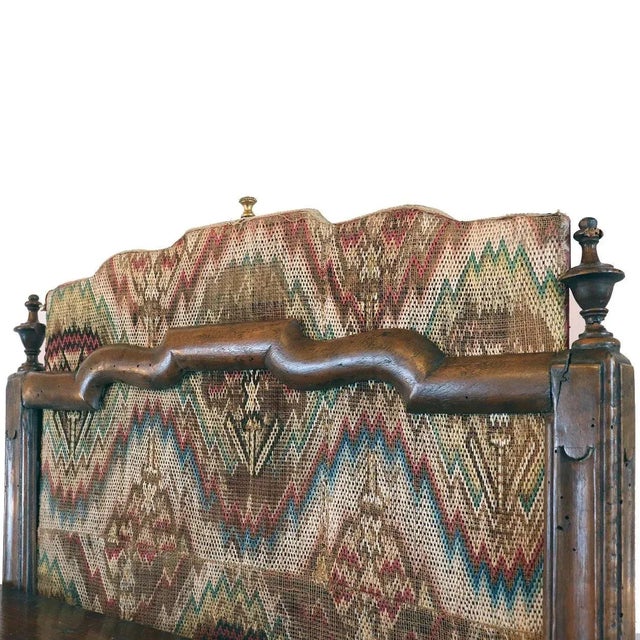 French French Walnut Flame Stitch Upholstered Fireplace Screen For Sale - Image 3 of 12