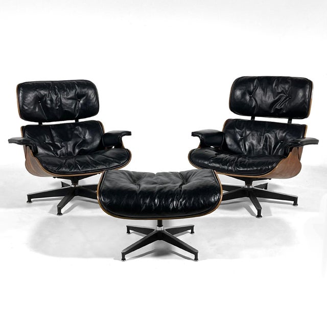 Rare Pair of Early Rosewood Eames Lounge Chairs For Sale - Image 14 of 15