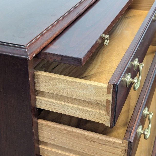 Brown Stickley Chippendale Style Four Drawer Nightstand With Pull-Out Tray For Sale - Image 8 of 9