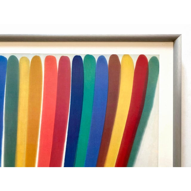 Teal Morris Louis Vintage 1969 Mid Century Modernist Framed Abstract Expressionist Fine Art Lithograph Print " While " 1960 For Sale - Image 8 of 13