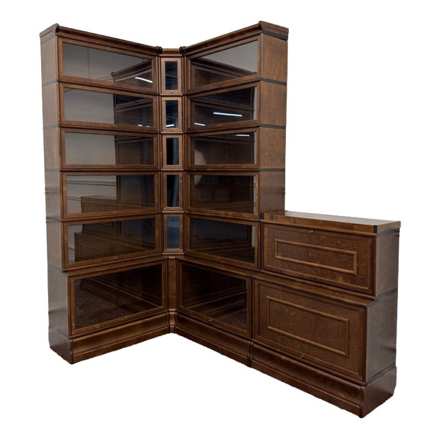 English Corner Bookcase in Burl Wood For Sale