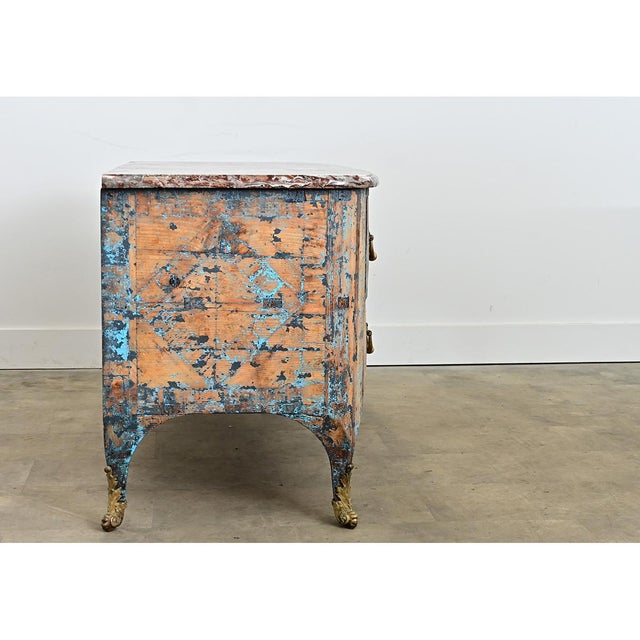 French 18th Century Commode with Original Paint and Marble Top For Sale - Image 12 of 13