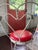 Set of 4 beautiful Mid-Century ice cream parlor chairs- white metal, red seats; Made by L&B Products in Hudson, NY-...