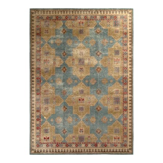 Rug & Kilim’s Distressed Christo Rug in Gold and Blue, 5x7 For Sale