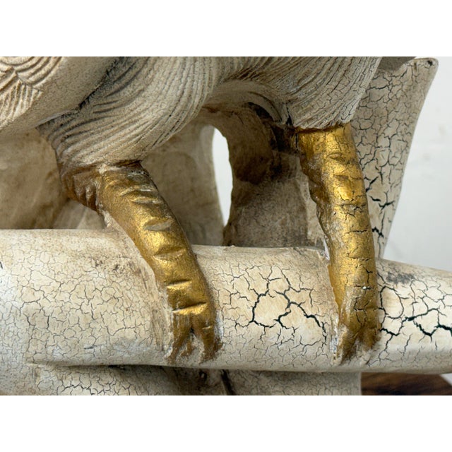 White Handmade Carved Wood Cockatoo Sculpture For Sale - Image 8 of 12
