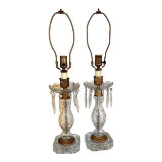 Vintage Pair of Crystal Lamps-2 For Sale