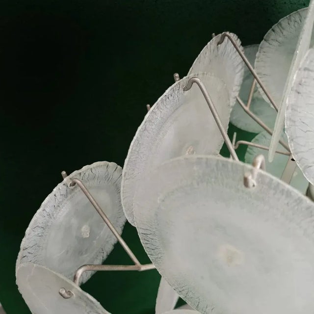 Chandelier 36 Murano Iridescent Glass Discs 70s attributed to Gino Vistosi for Vistosi For Sale - Image 11 of 13