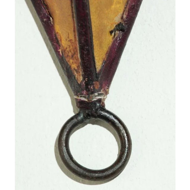 Paper Late 20th Century Vintage North African Art Wall Sconce Parchment For Sale - Image 7 of 13