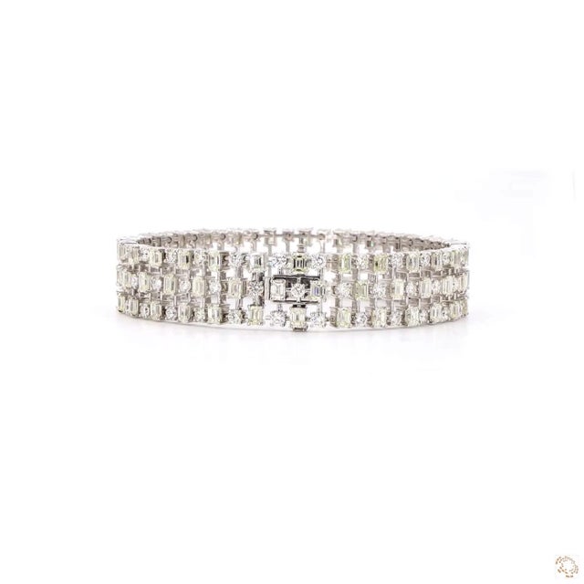 Metal 11.95 Carat Emerald Cut Diamond Gold Bracelet For Sale - Image 7 of 9