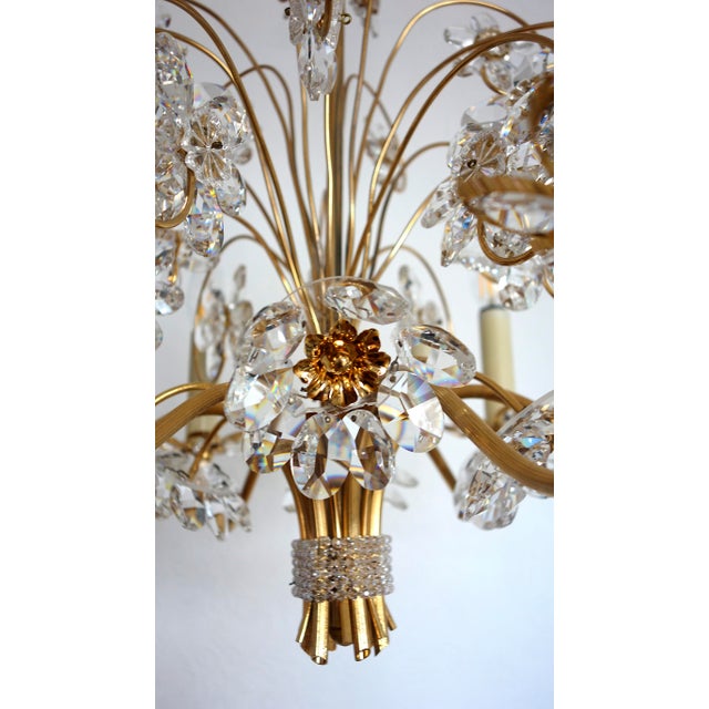 Vintage Brass Lead Crystal Chandelier from Palwa, 1960s For Sale - Image 14 of 18