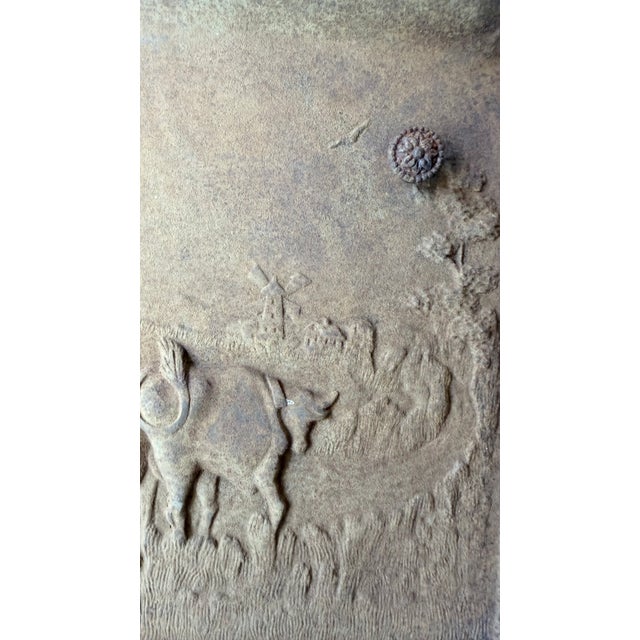 Cast Iron Piece Is an Antique American Pioneer or Country Western Themed Relief Panel For Sale - Image 10 of 15