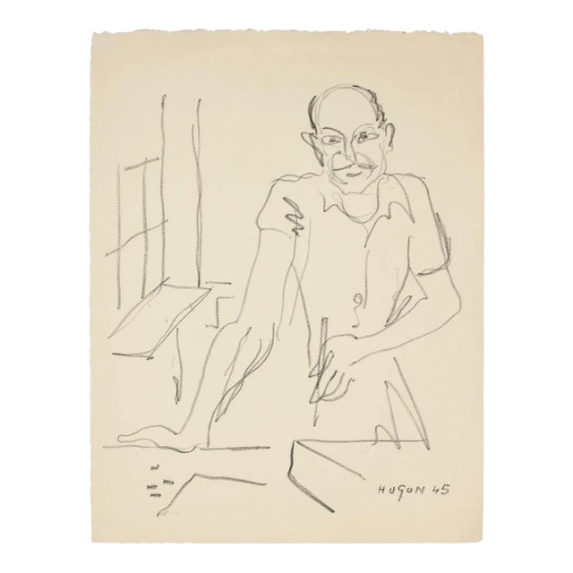 Painter - Original Lithograph by E. Hugon - 1945 1945 For Sale
