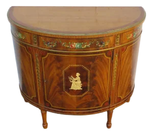 French Bombay Demilune Inlay Cameo Commode Small Buffet Server 6378