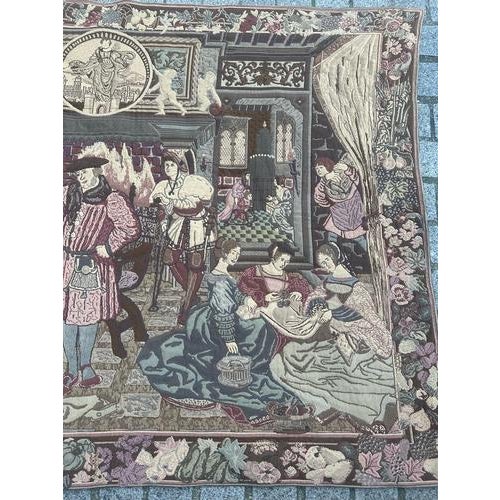 Beautiful mid-20th-century French tapestry woven on Jacquard looms with wool, cotton and acrylic . Beautiful vintage-style...