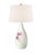 Contemporary Cream Ceramic Beehive Table Lamps With Pink Magnolia and Linen Weave Accents For Sale - Image 3 of 5