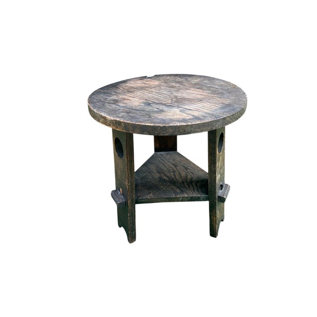 Antique Arts and Crafts Two-Tiered Side Table Tabouret or Plant Stand in the Manner of Gustav Stickley For Sale In Atlanta - Image 6 of 12