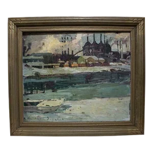 Plein Air Signed Oil Painting Titled "Industrial" San Clemente Ca