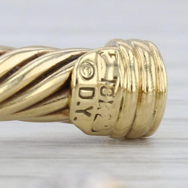 2010s David Yurman 0.30ctw Diamond Cable Cuff Bracelet 18k Yellow Gold 6" Flexible For Sale - Image 5 of 7