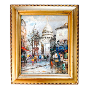 Place Du Tertre by Jose Luis Leiva Original Oil Painting: Impressionist Parisian Street Scene With Sacré-Cœur