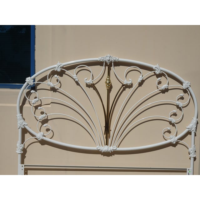 Vintage French Elliott's Designs White Gold Iron Queen Headboard W Footboard #3 For Sale - Image 9 of 15