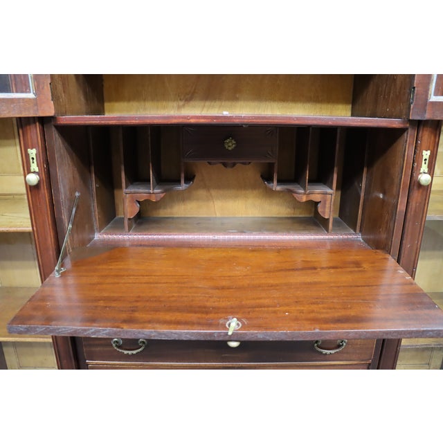 Attributed r.j. Horner Mahogany Breakfront Bookcase Secretary With Winged Griffin Carvings For Sale - Image 11 of 18