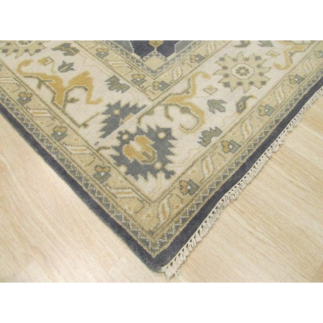 Contemporary 8x10 Blue Hand-Knotted Wool Layered Floral Border Classic Traditional Carpet Rug For Sale - Image 3 of 11