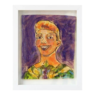 Painting on Glazed Tile, "Alberta" For Sale