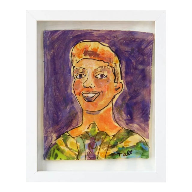 Painting on Glazed Tile, "Alberta" For Sale