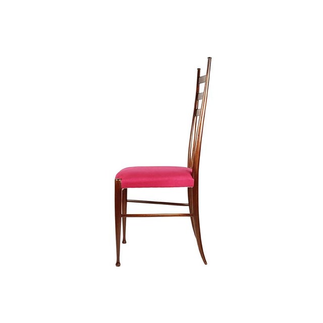 1950s Wood and Magenta Fabric Dining Chairs from Paolo Buffa, 1950s, Set of 4 For Sale - Image 5 of 16