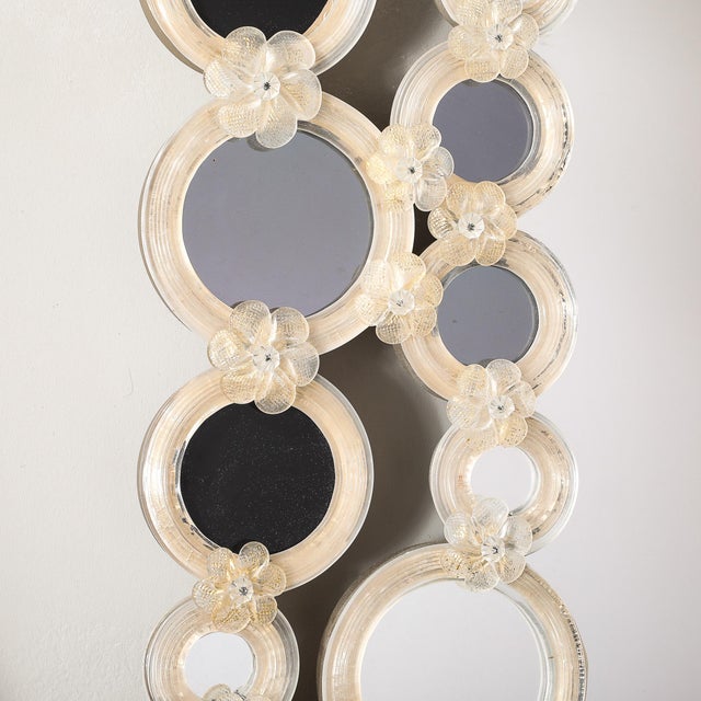 Modernist Hand-Blown Murano Glass Mirror W/ Gold Fleck Applique Border Detailing For Sale - Image 13 of 18