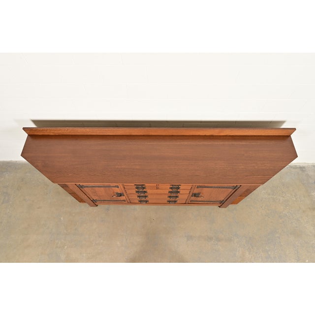 L. & J. G. Stickley Rare Mission Oak Arts & Crafts Columbus Avenue Monumental Sideboard, Newly Refinished For Sale - Image 14 of 18