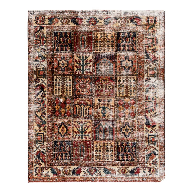 Vintage Persian Handmade Multi-Color Geometric Wool Rug For Sale
